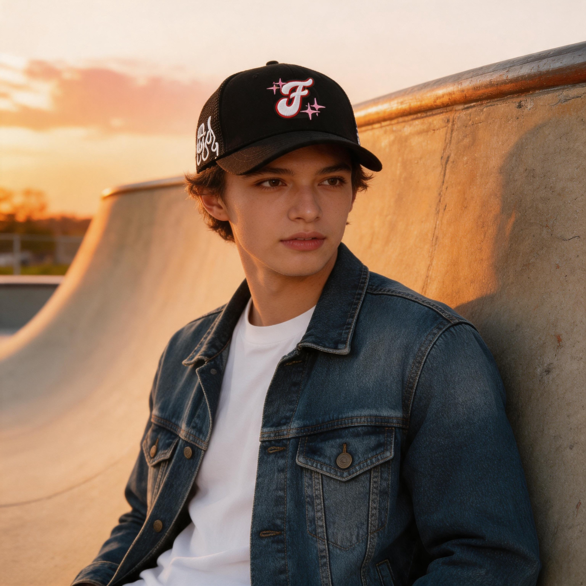 Vintage Suede Mesh Trucker Cap with Embroidered Graphic Logo and Adjustable Snapback