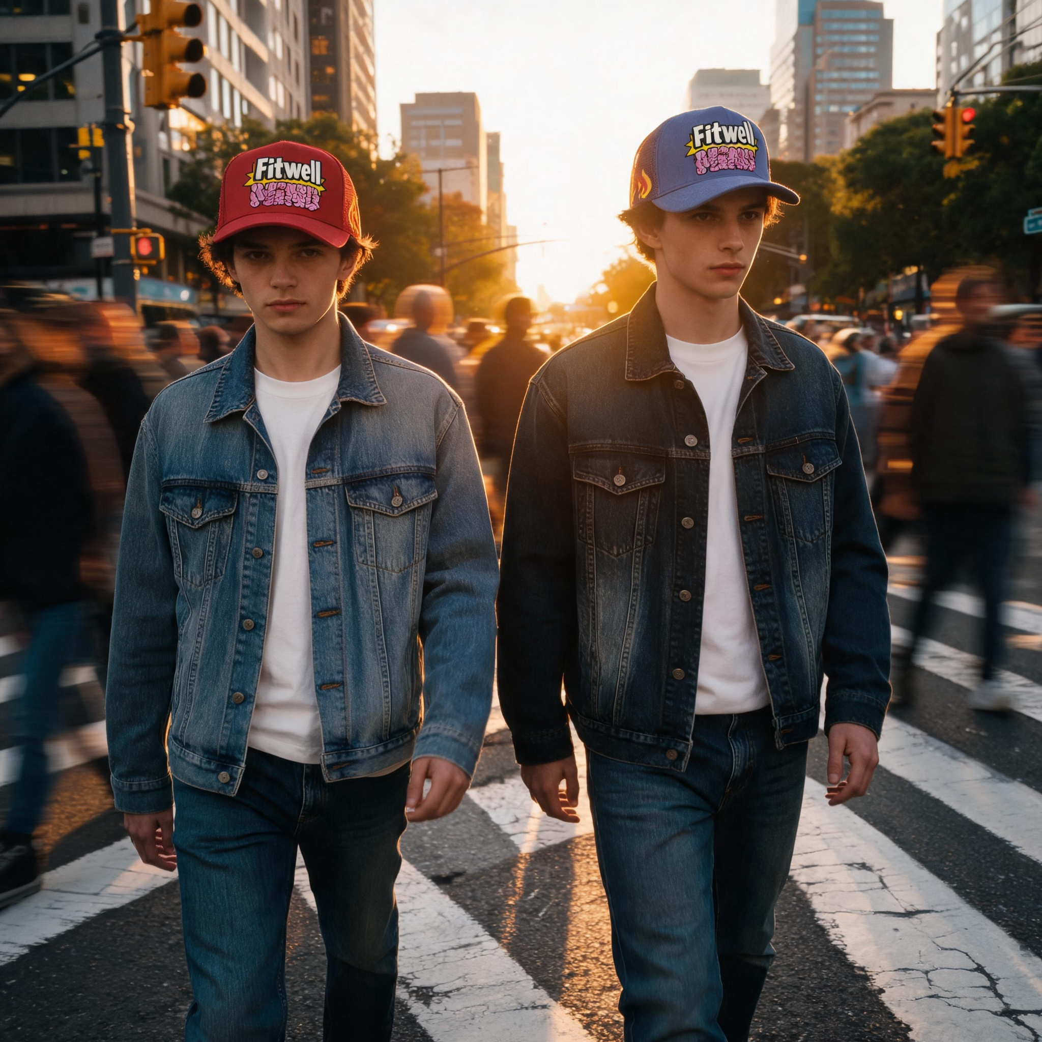 Red and Blue Suede-Style 5-Panel Mesh Trucker Caps with Raised Front Graphic Embroidery, Flame Side Detail and Curved Brim