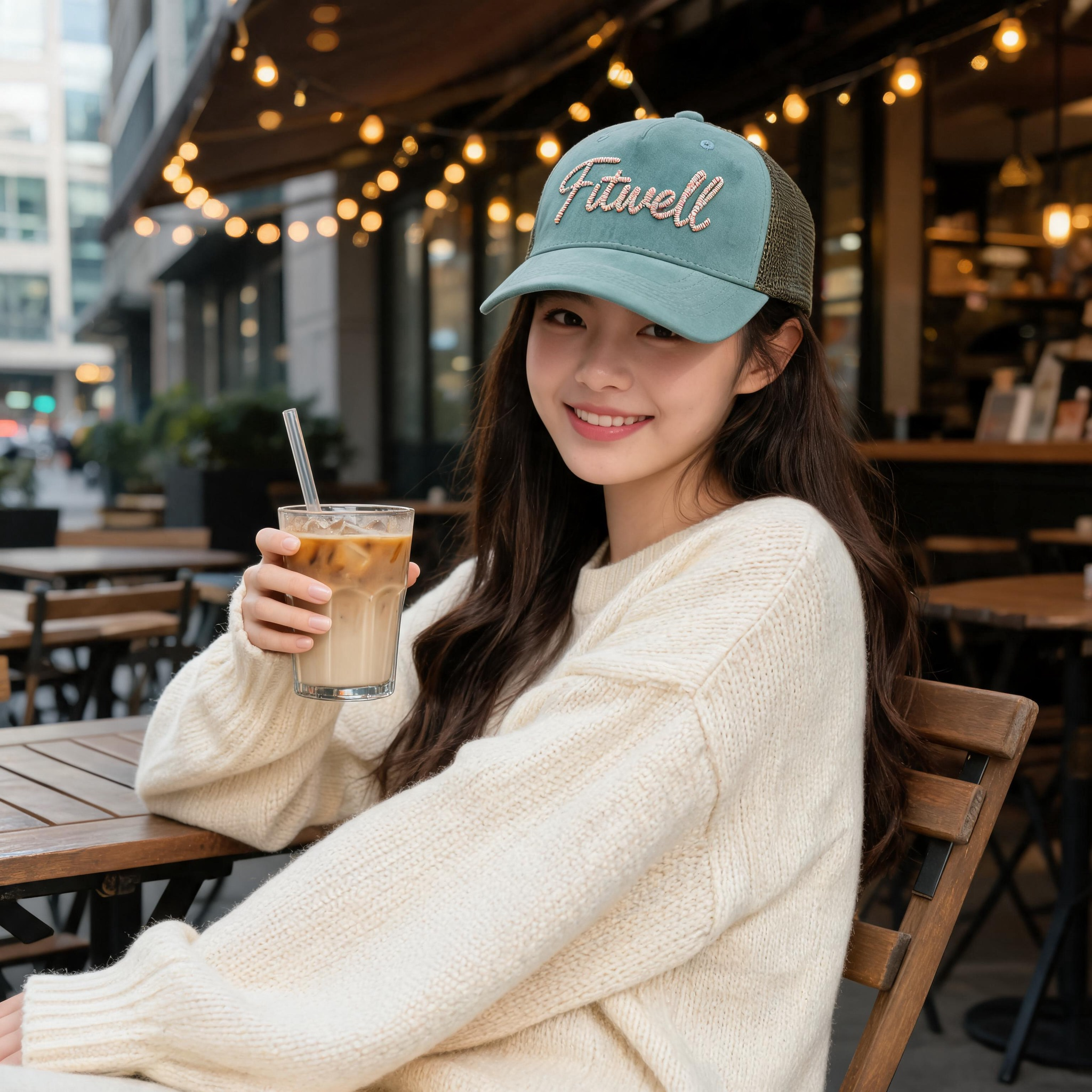 Mint Green Suede Style 5 Panel Trucker Hat with Script Embroidery Logo and Mesh Back Panels