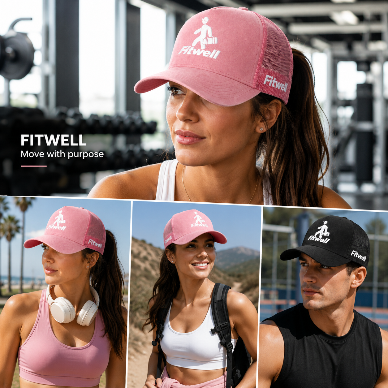 Walking Traveler Graphic Suede Mesh Trucker Hat