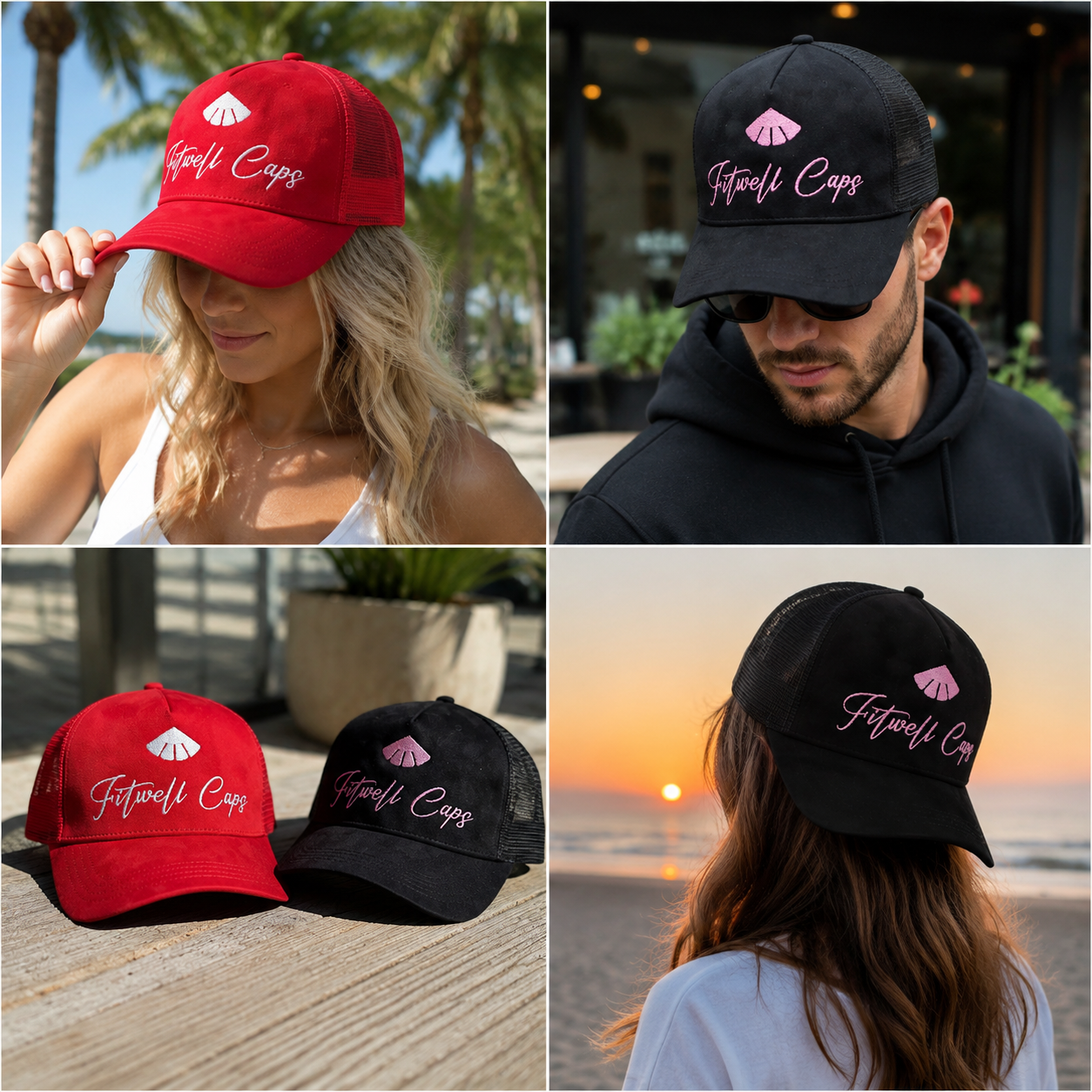 Two Tone Mesh Trucker Cap with Embroidered Script Logo
