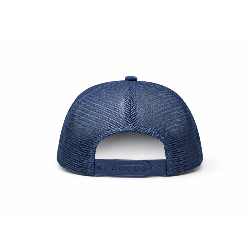 Wholesale Custom Logo Mesh Trucker Hat, Navy Blue Sailing Style, Curved Brim Breathable Outdoor Sports Cap
