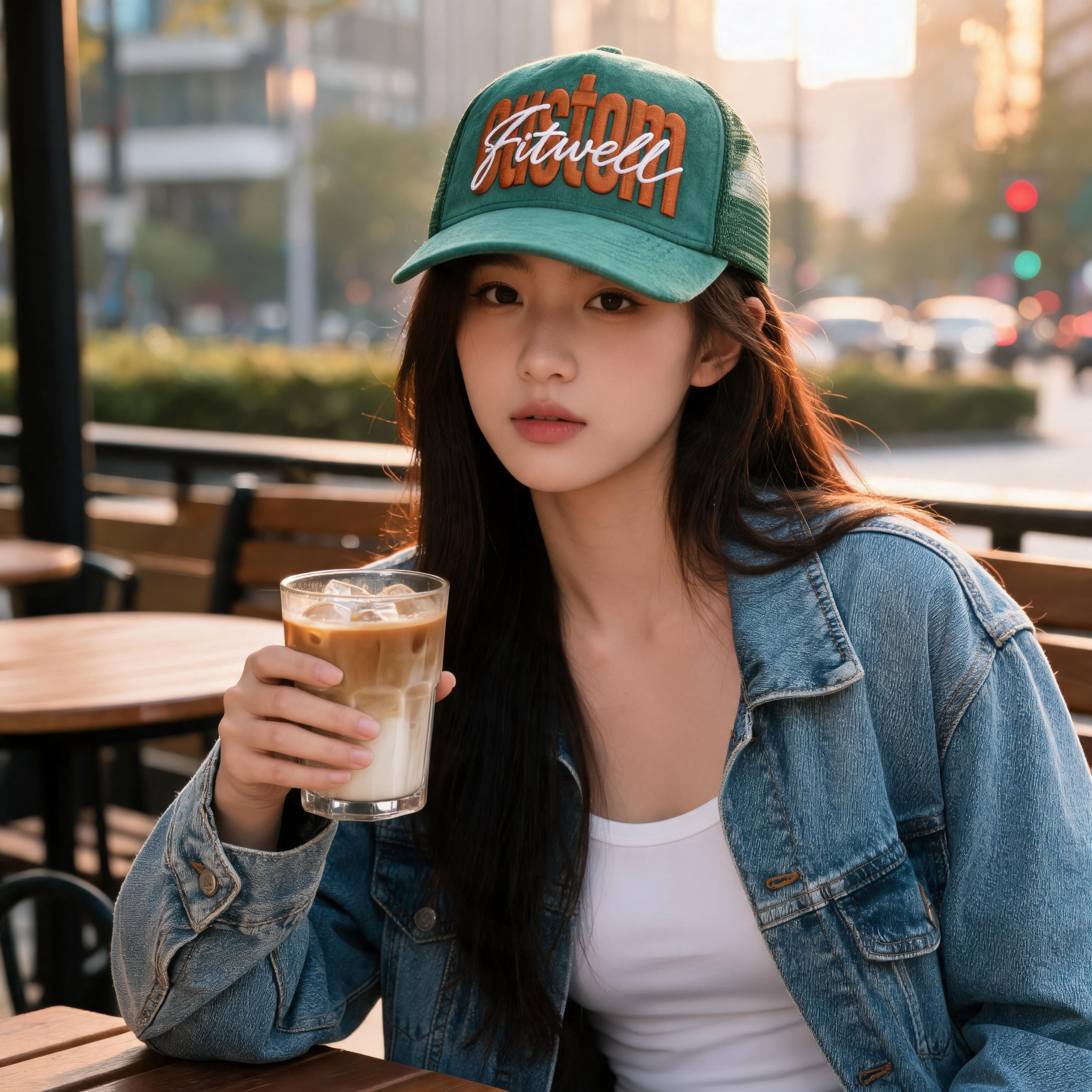 Green and Black Suede Mesh Trucker Hat with Raised Embroidered Logo