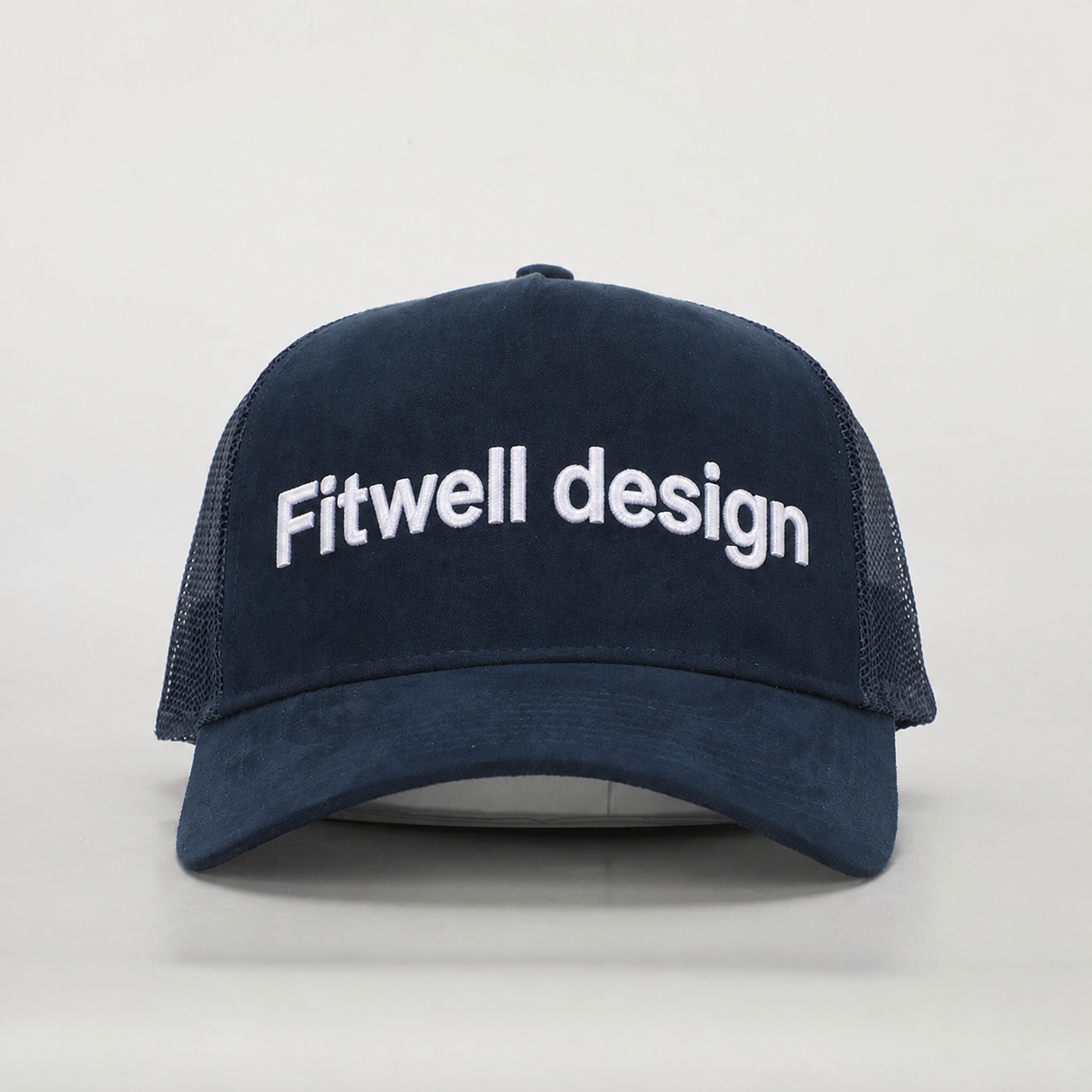 Navy ONE PATH Suede Mesh Embroidered 5-Panel Trucker Cap
