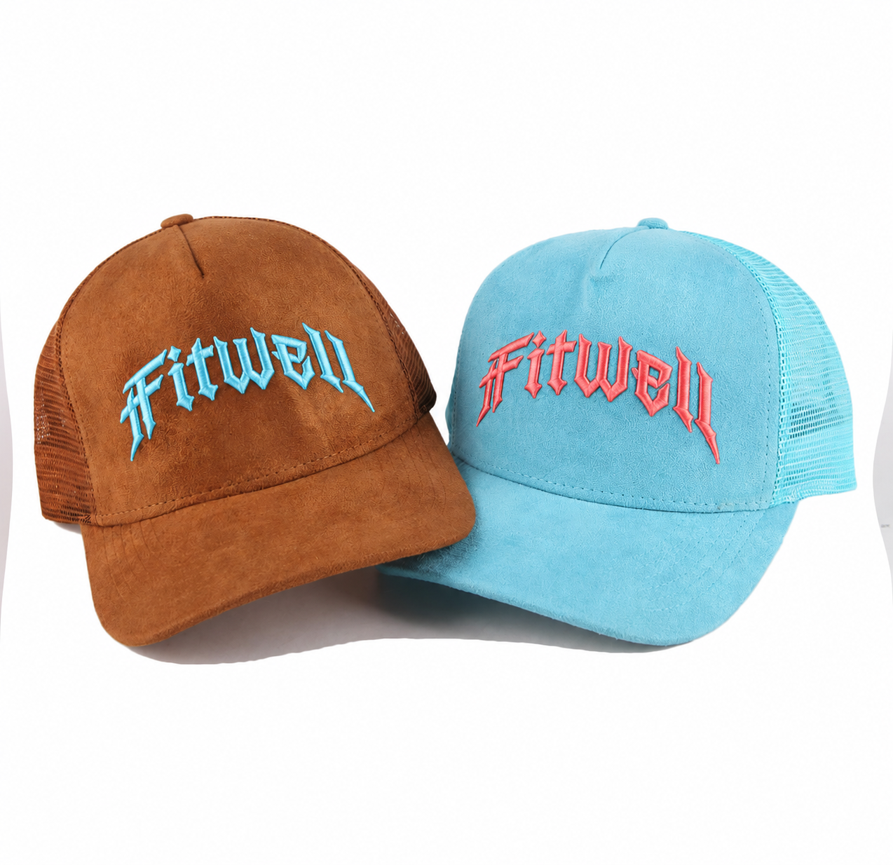 AFROWEAR Suede Mesh Embroidered Trucker Hat