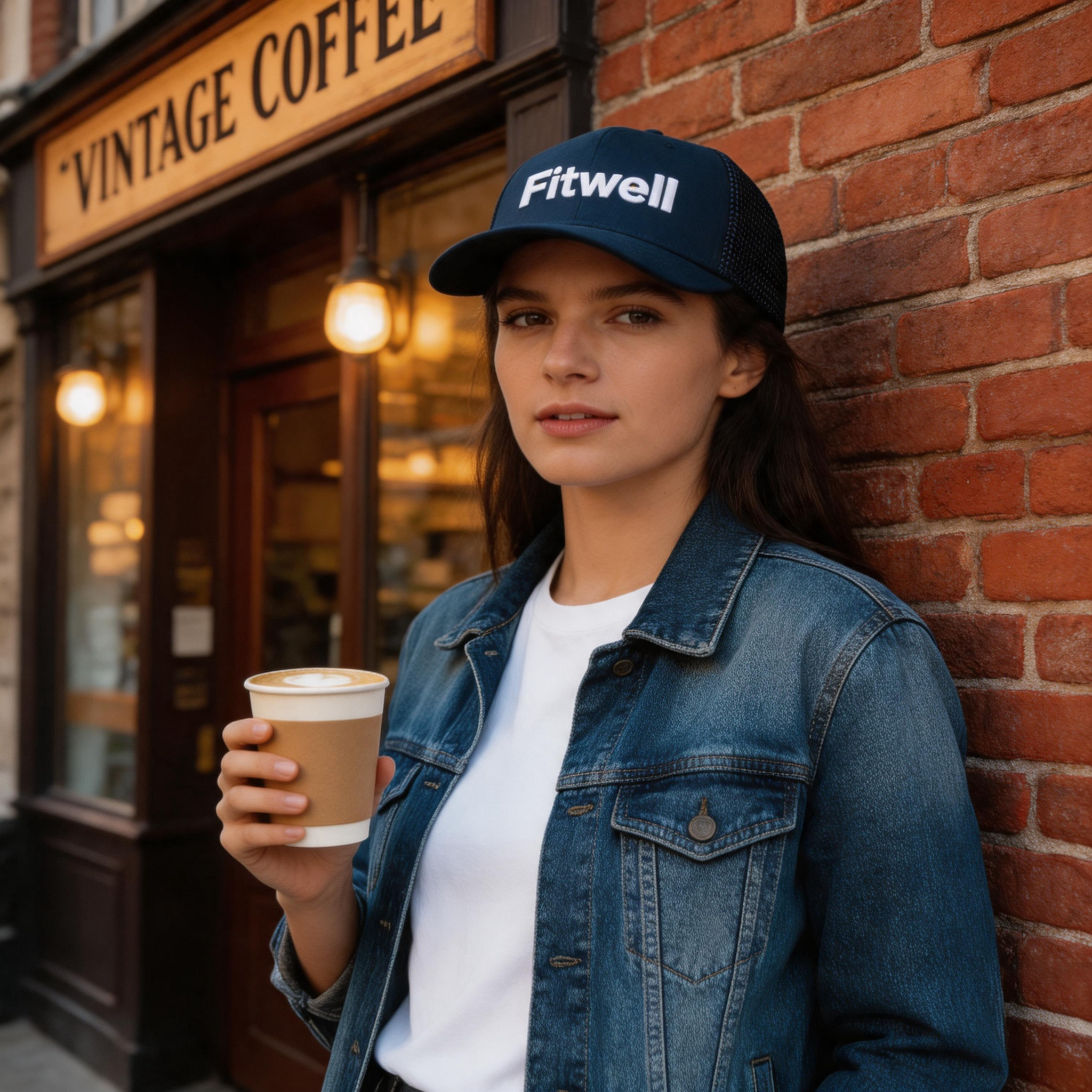 Navy Blue Suede Mesh Trucker Hat with Embroidered One Path Logo