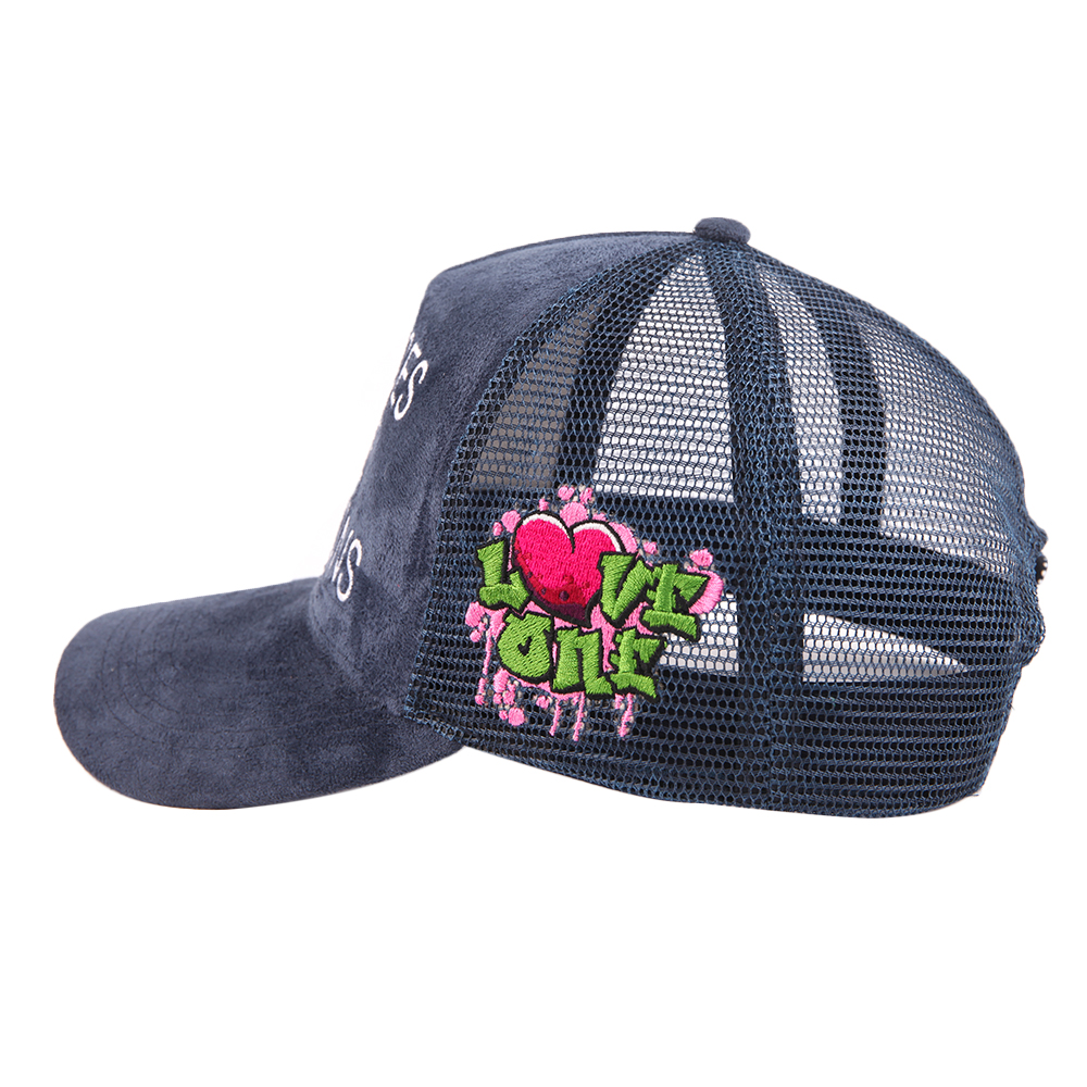 Suede Mesh Slogan Embroidered Trucker Hat Collection
