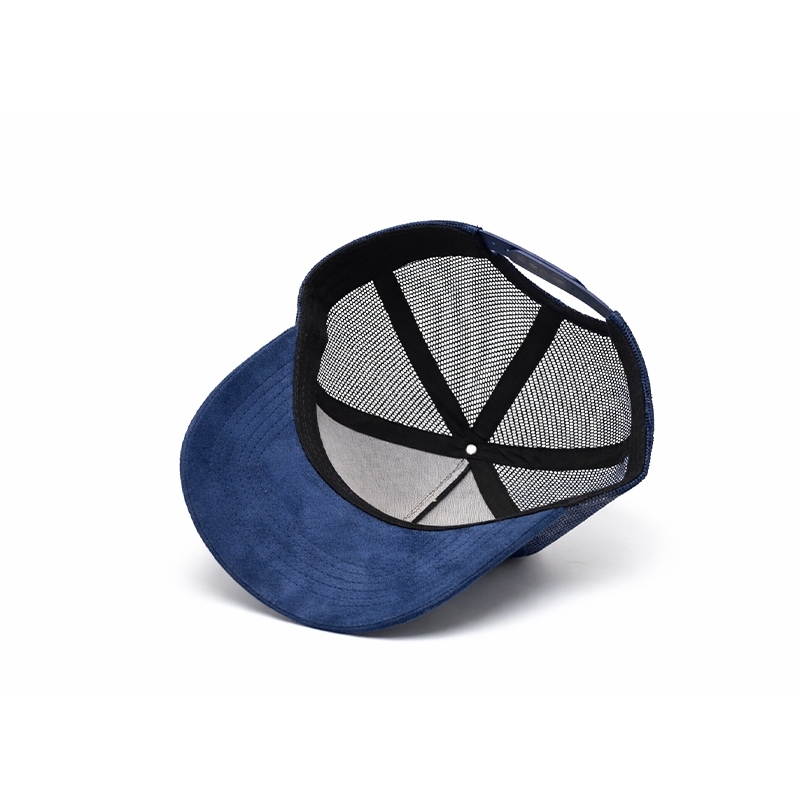 Wholesale Custom Logo Mesh Trucker Hat, Navy Blue Sailing Style, Curved Brim Breathable Outdoor Sports Cap