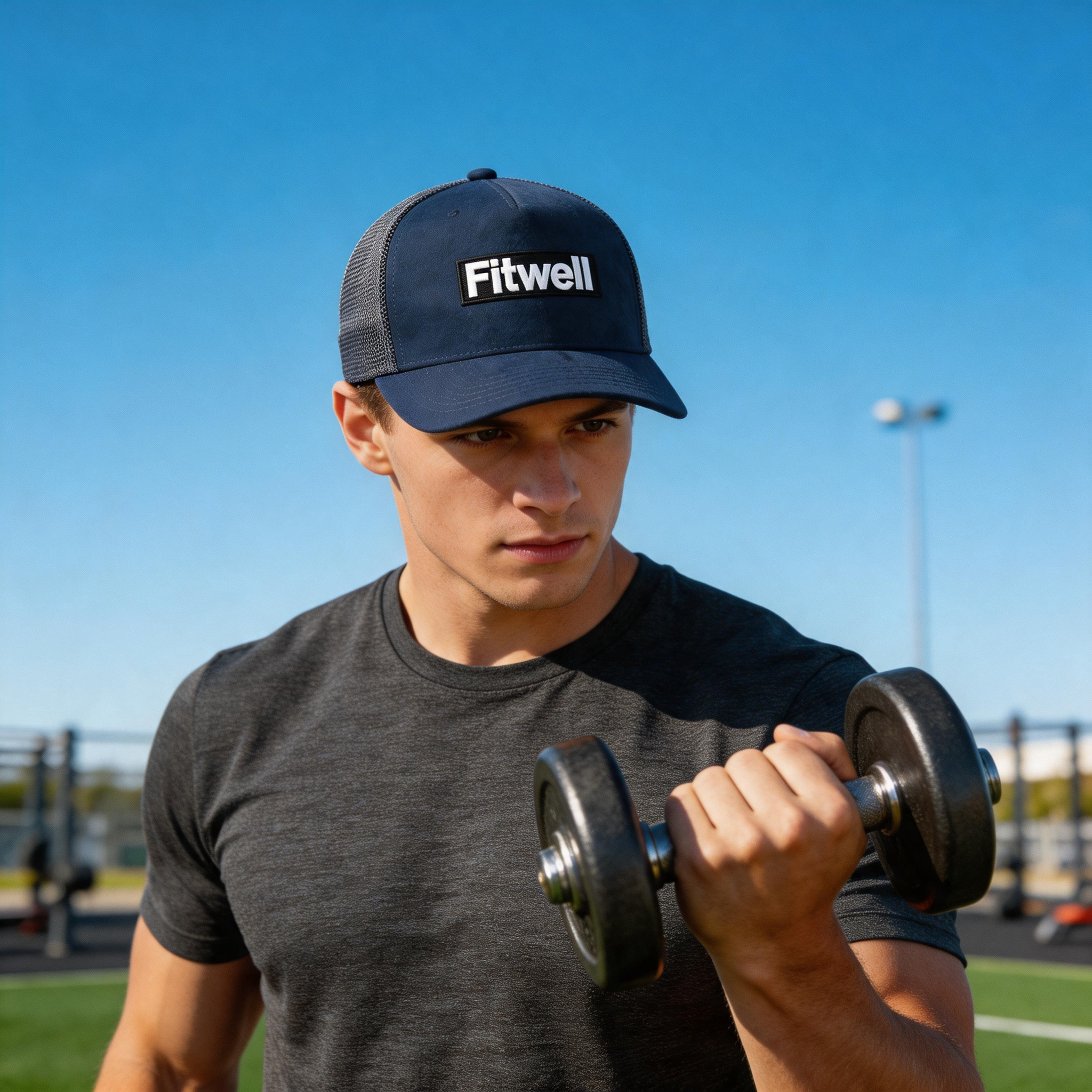 Navy Blue Suede Mesh Trucker Hat with VATOR Embroidered Logo
