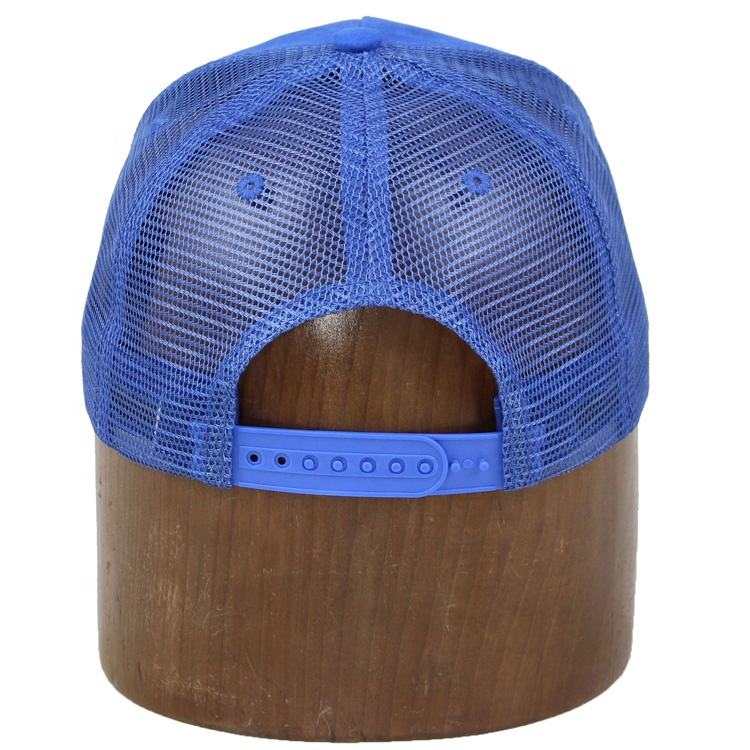 Royal Blue Suede-Style Mesh Trucker Cap with White Diamond Embroidery