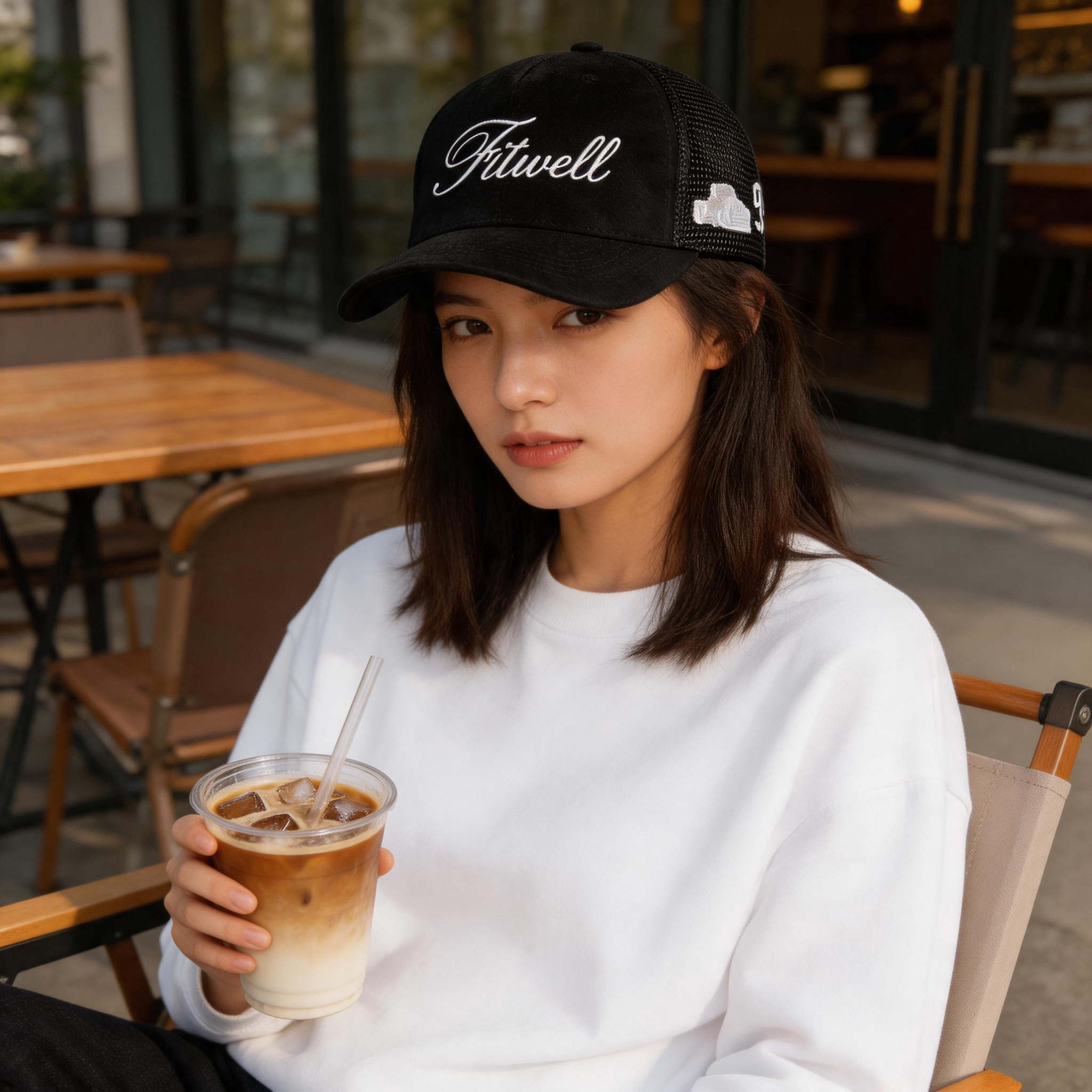 Vintage Mesh Trucker Hat with Suede Front Panel and Embroidered Script Logo