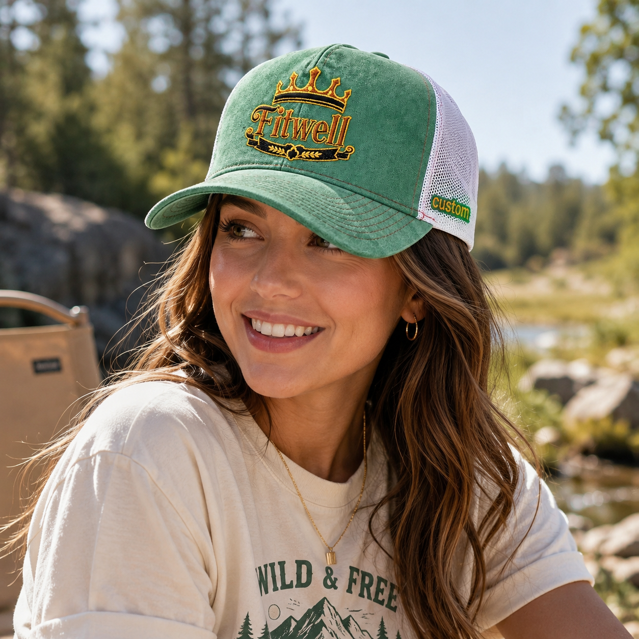 ORW Crown Logo Green Suede Mesh Trucker Hat