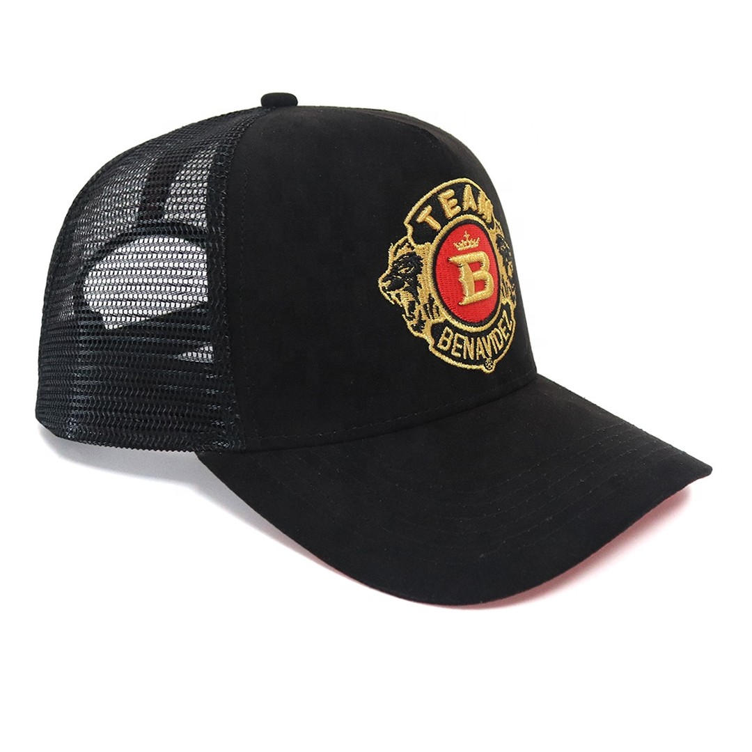 Black Suede Mesh Team Benavidez Embroidered Trucker Hat