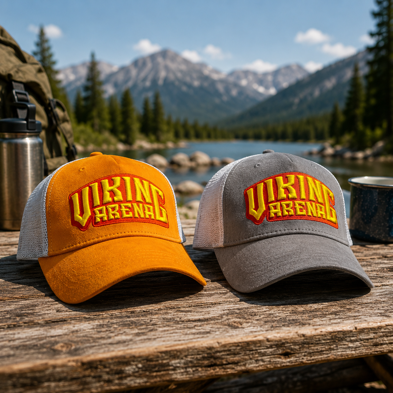 Two-Tone Suede Mesh Trucker Cap with Raised Logo Embroidery