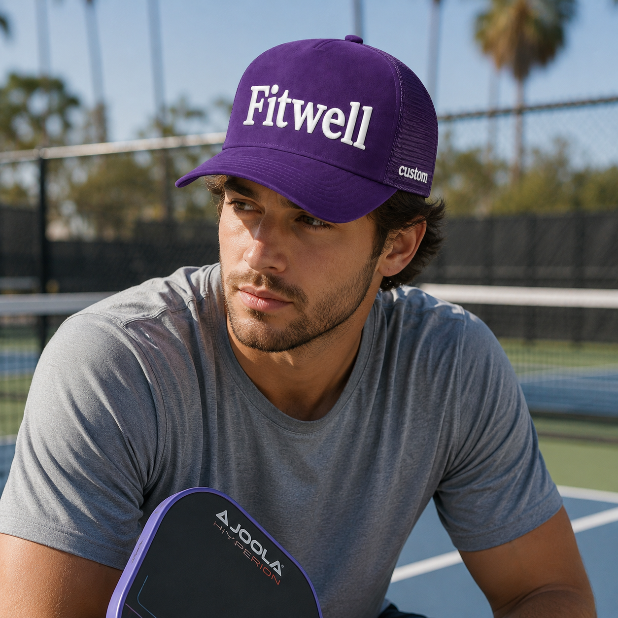 Purple Suede Mesh Full True 3D Embroidered Trucker Hat