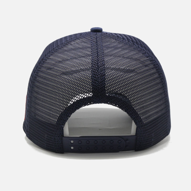 Navy and White Multicolor Logo Embroidered Suede Trucker Hat