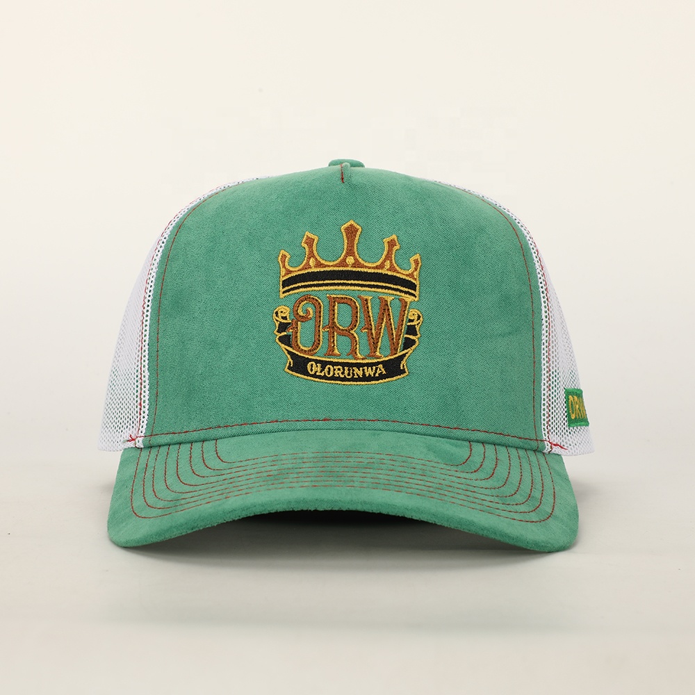 ORW Crown Logo Green Suede Mesh Trucker Hat