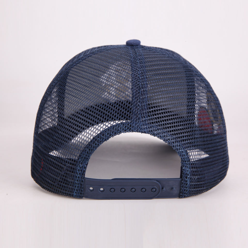 Two Tone Suede Trucker Cap with Embroidered Logo and Adjustable Mesh Back