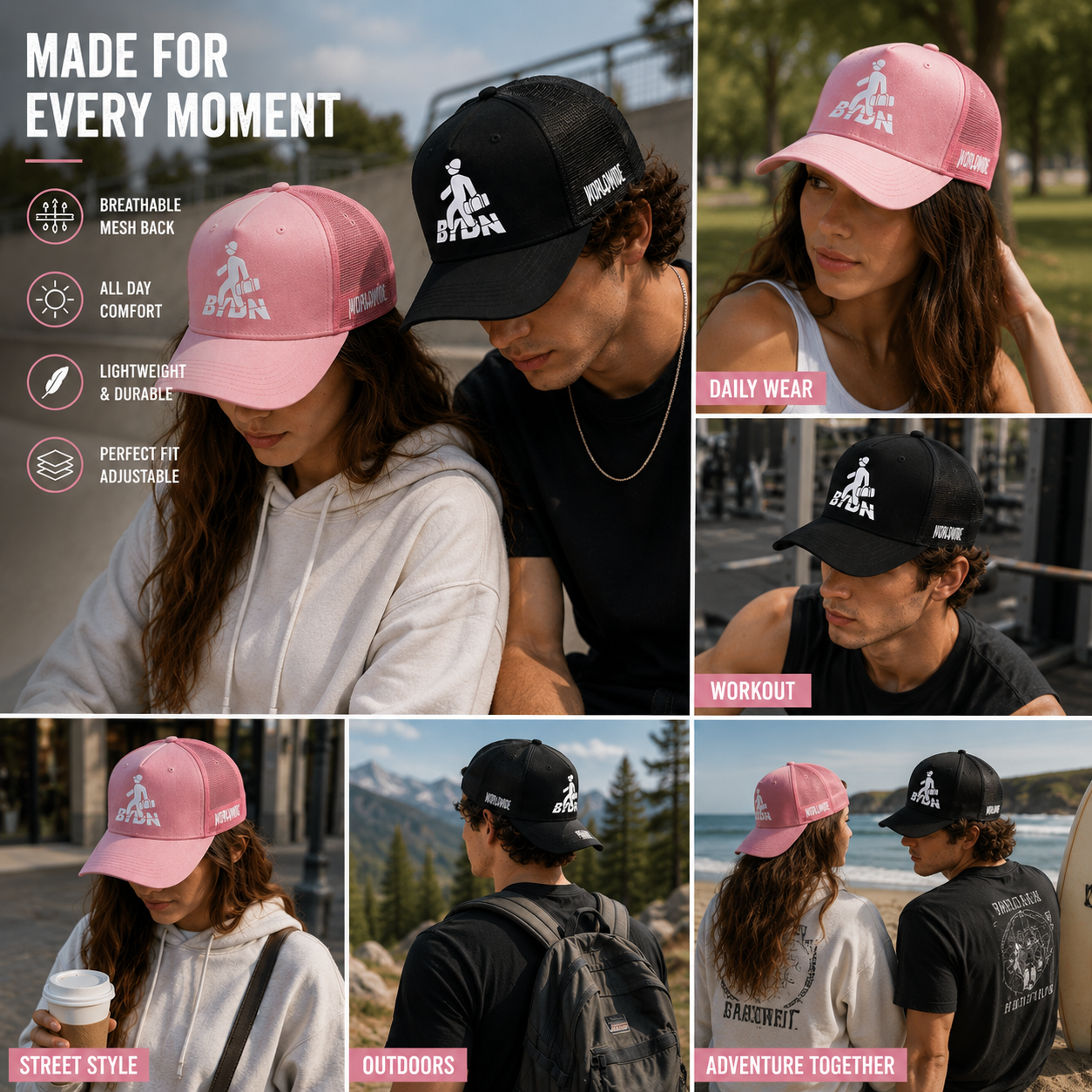 Walking Traveler Graphic Suede Mesh Trucker Hat