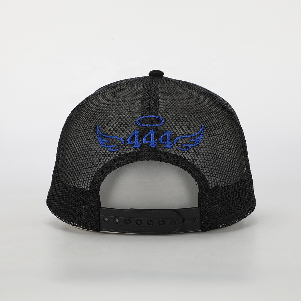 Black Evil Eye Embroidered Mesh Trucker Cap – Streetwear Snapback Hat
