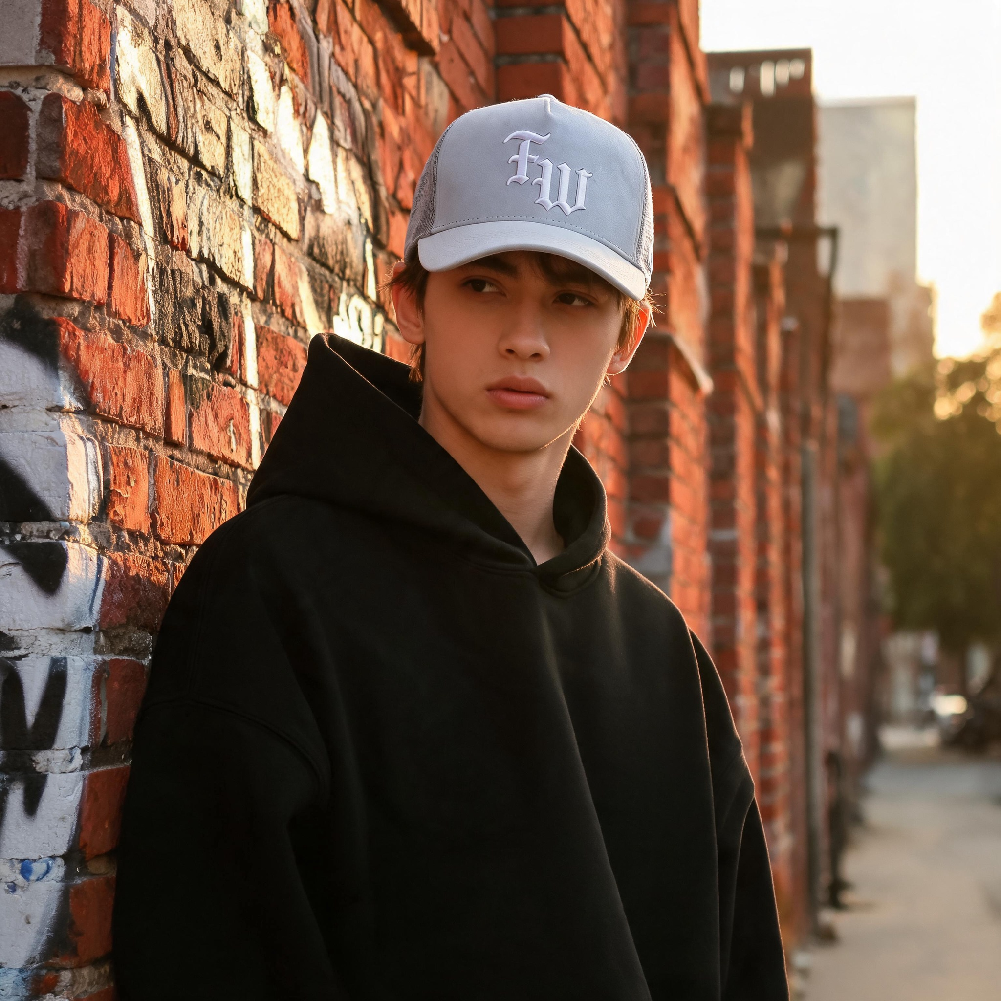 Two Tone Suede Trucker Hat with Embroidered Logo 5 Panel Mesh Back Baseball Cap