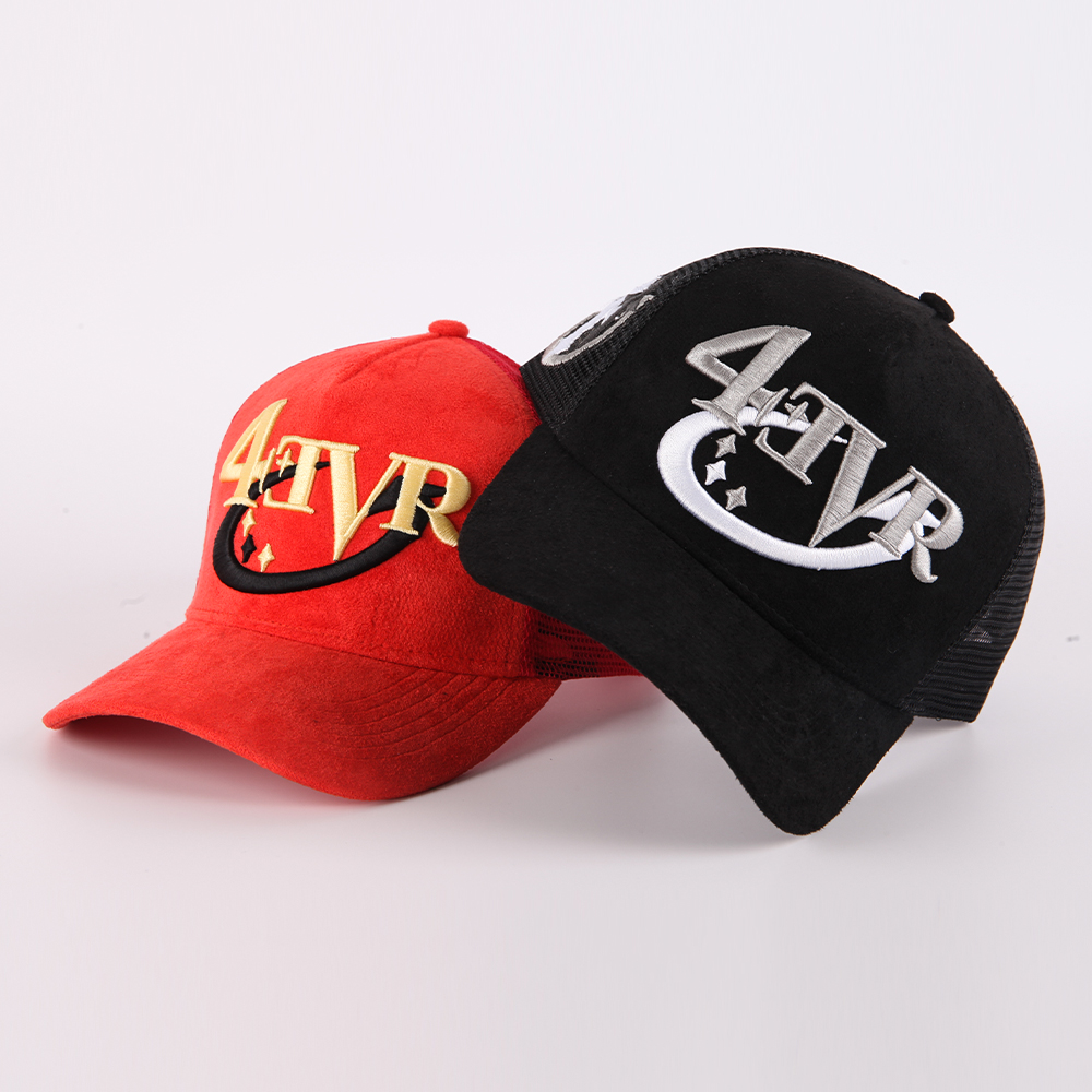 Premium Embroidered Logo Suede Mesh Trucker Cap Unisex Adjustable Streetwear Hat