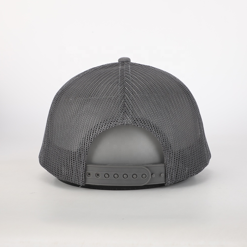 Grey Suede Mesh Trucker Cap with Cross Laurel Embroidery – Vintage Street Hat