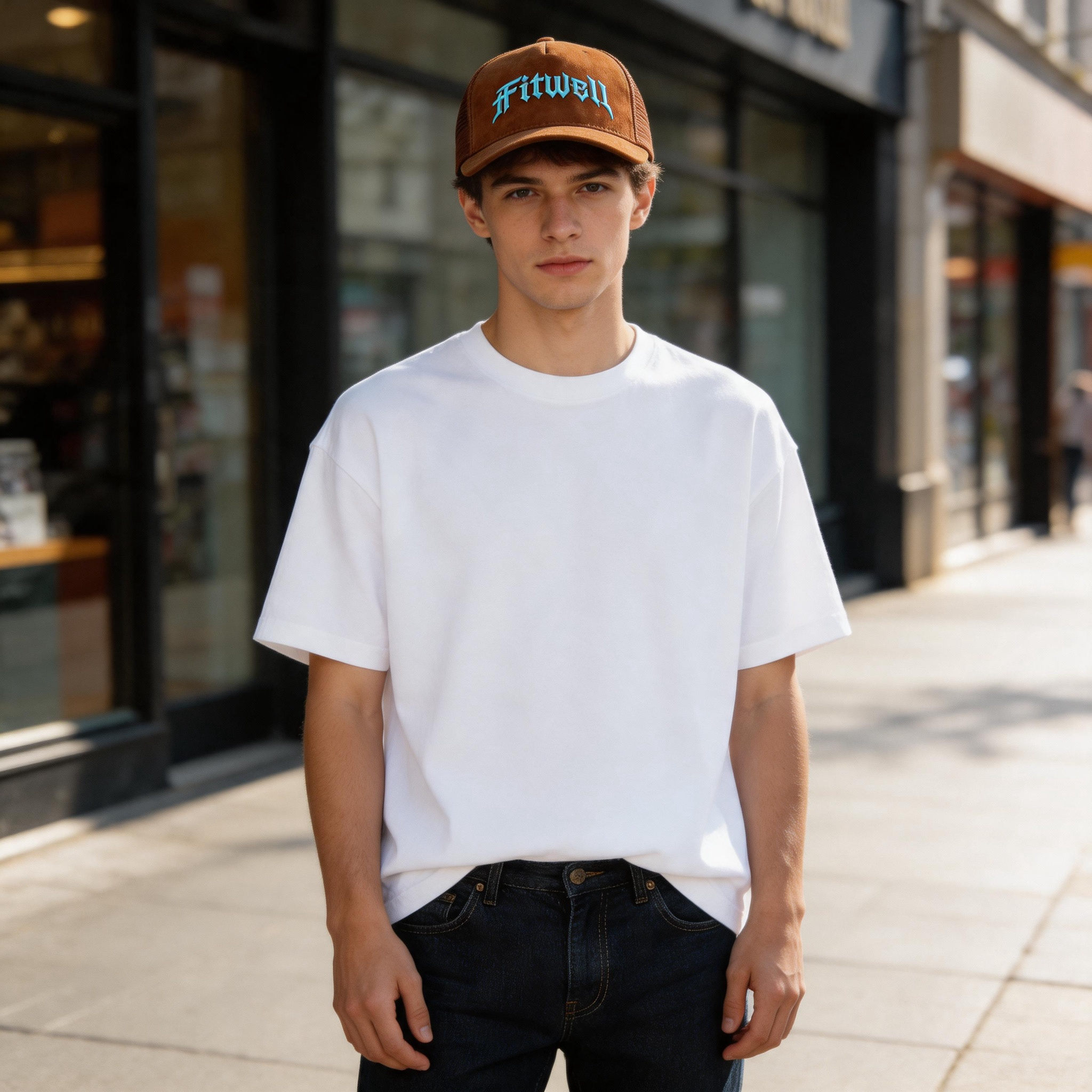 AFROWEAR Suede Mesh Embroidered Trucker Hat