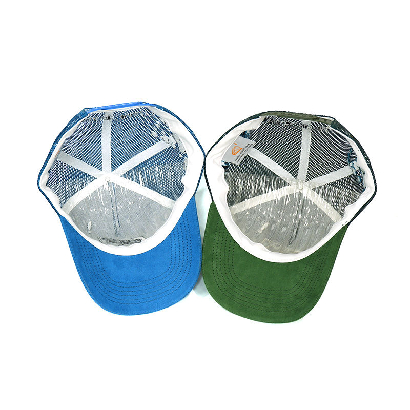 Two-Tone Suede Trucker Hat with Diamond Logo Embroidery