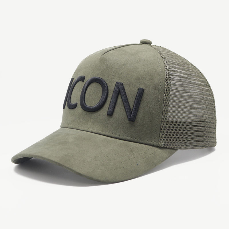Vintage ICON 3D Embroidered Suede Mesh Trucker Cap