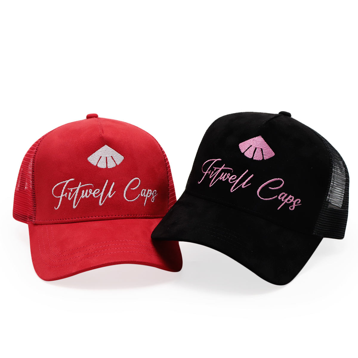 Two Tone Mesh Trucker Cap with Embroidered Script Logo