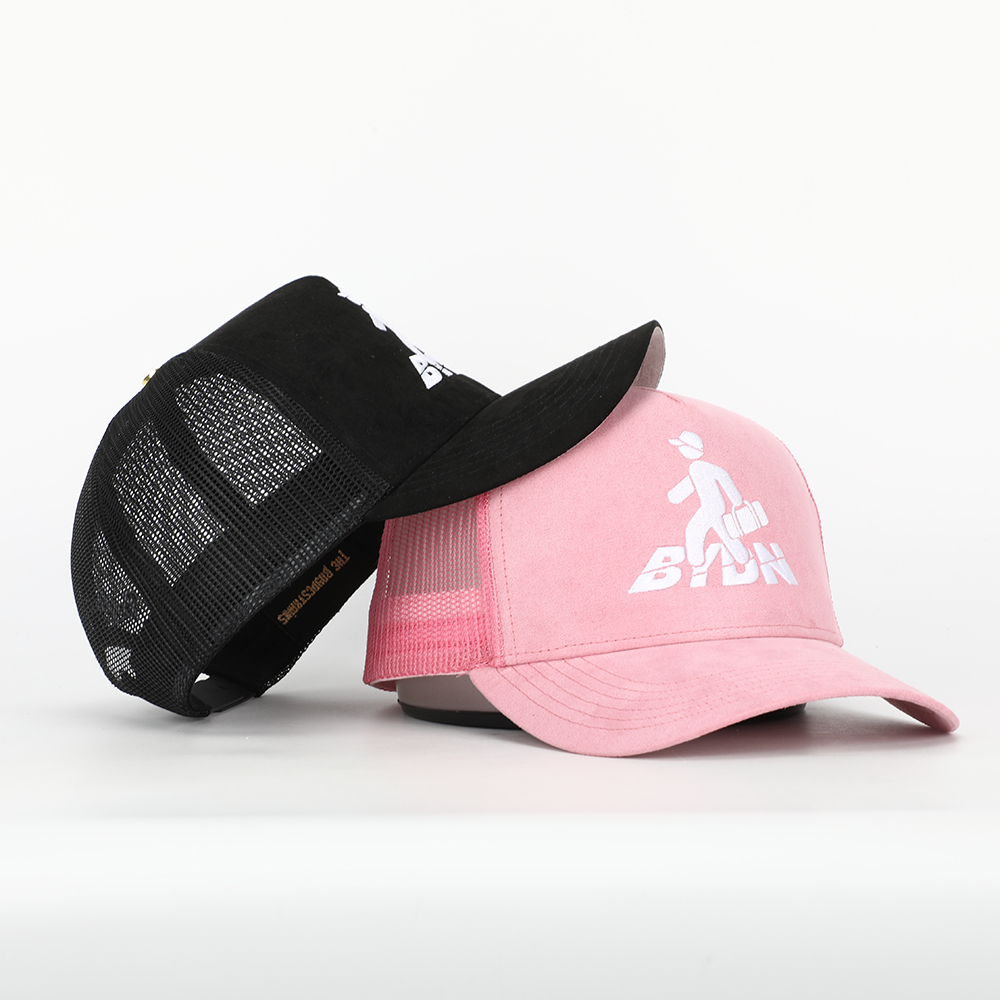 Walking Traveler Graphic Suede Mesh Trucker Hat