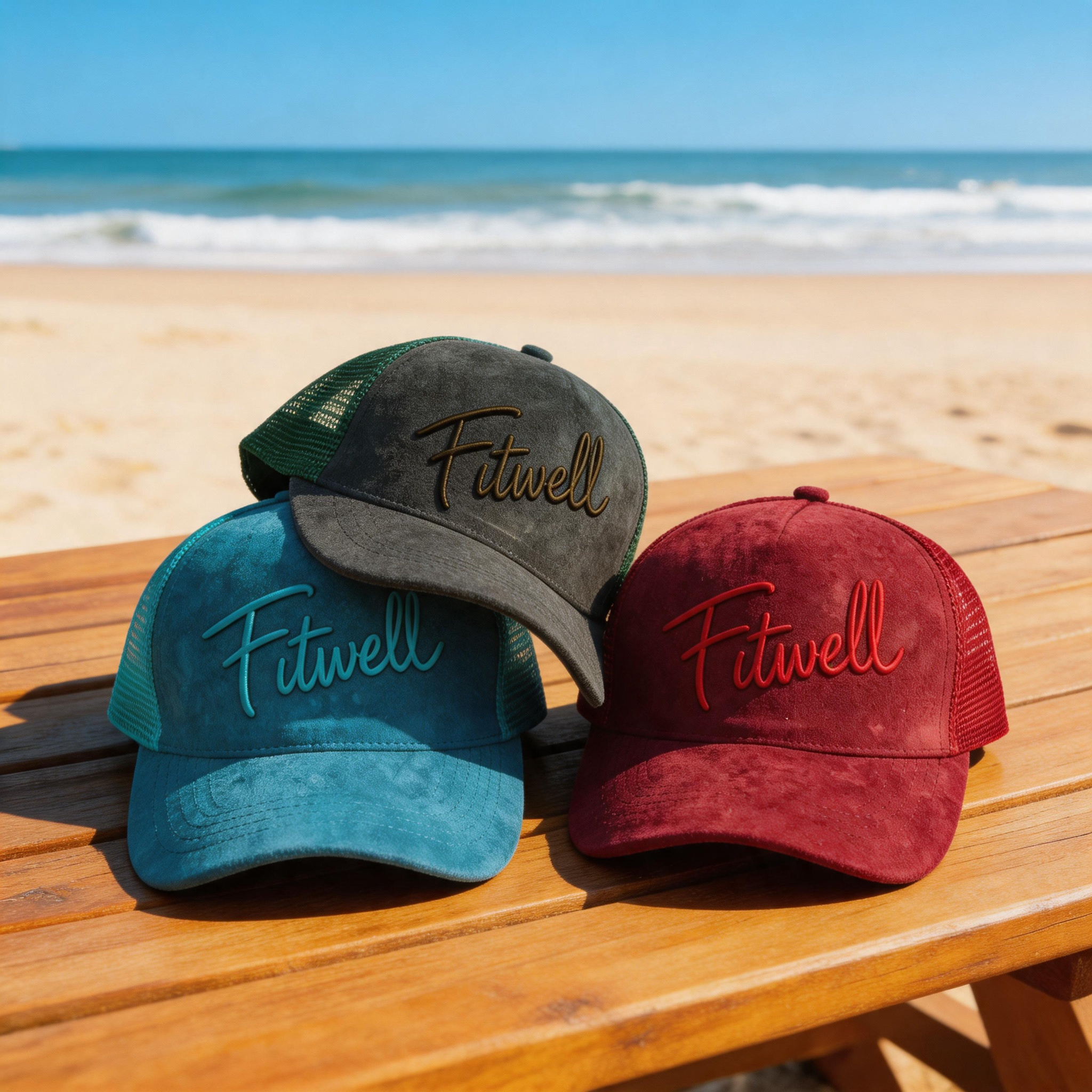 Thirty Script Logo Suede Mesh Trucker Cap with Tonal Embroidery, Curved Brim and Breathable Back – Turquoise Charcoal Burgundy