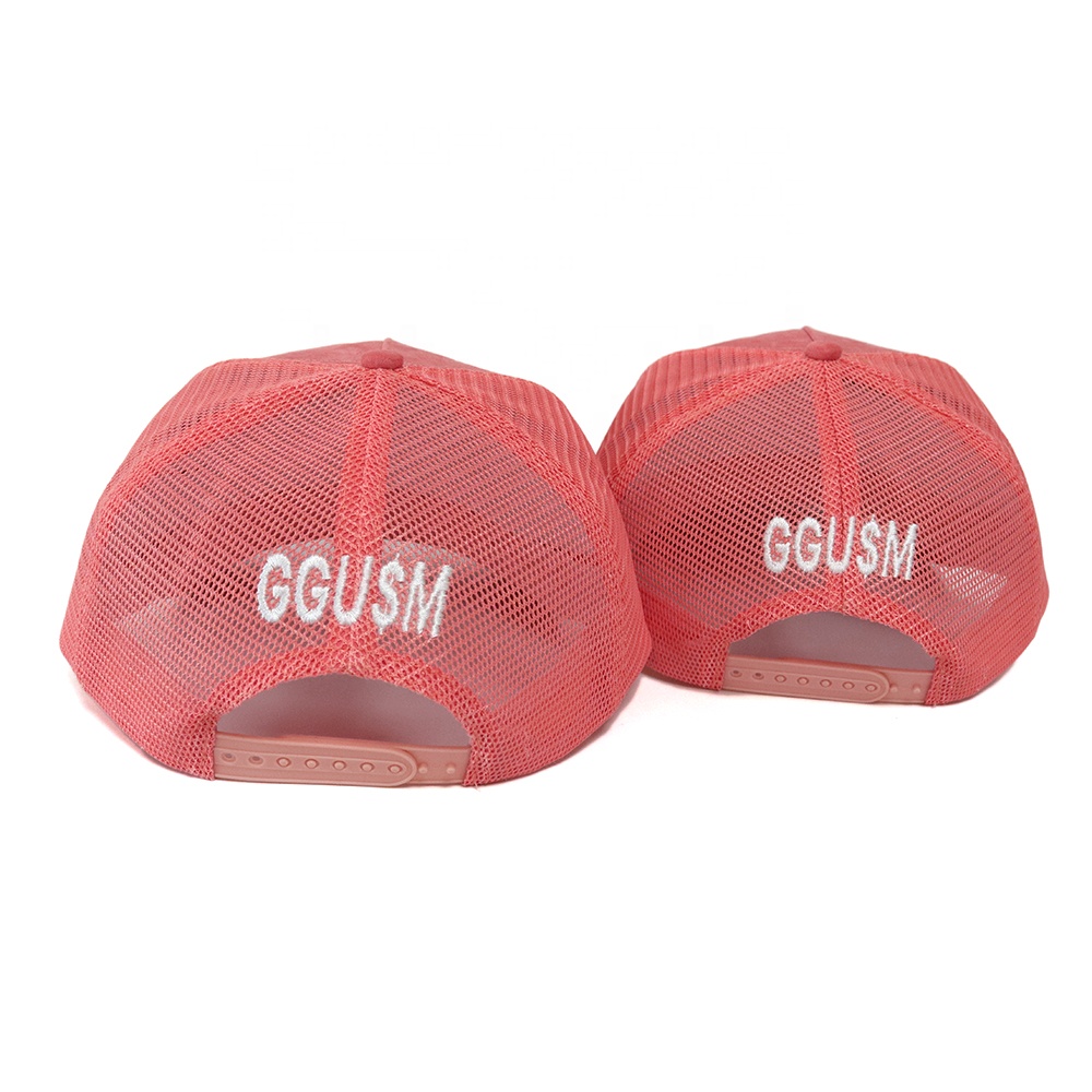 Pink Suede Mesh Trucker Cap with Embroidered “The Bag Is Yours” Patch