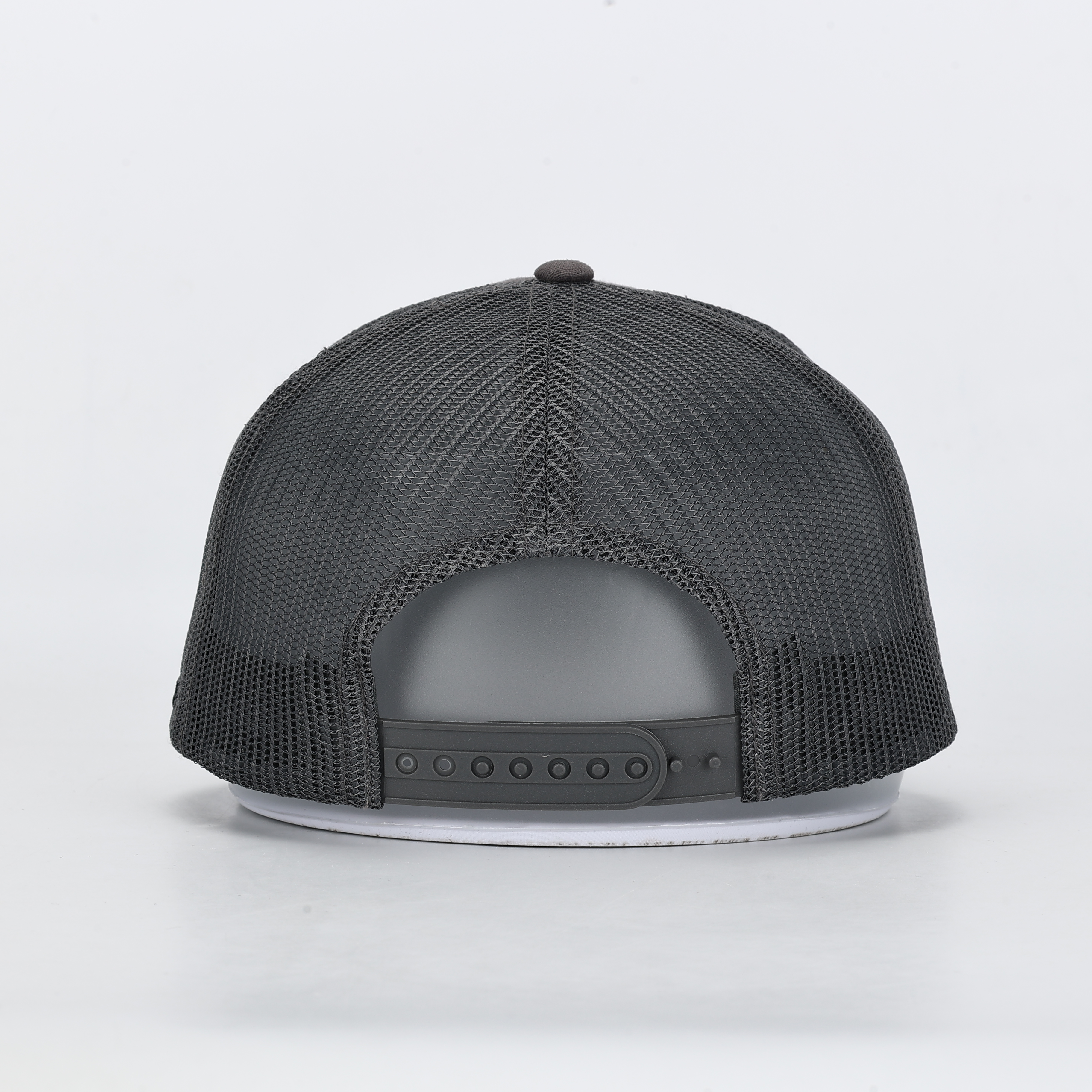 Charcoal Suede Mesh Trucker Hat with Dice and Crossed Nails Embroidery