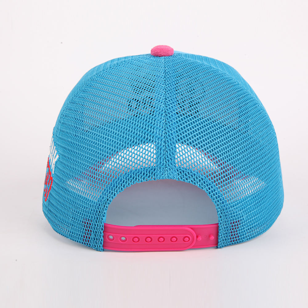 Two-Tone Suede Five-Panel Mesh Trucker Cap with 3D D&R Embroidery and Curved Brim