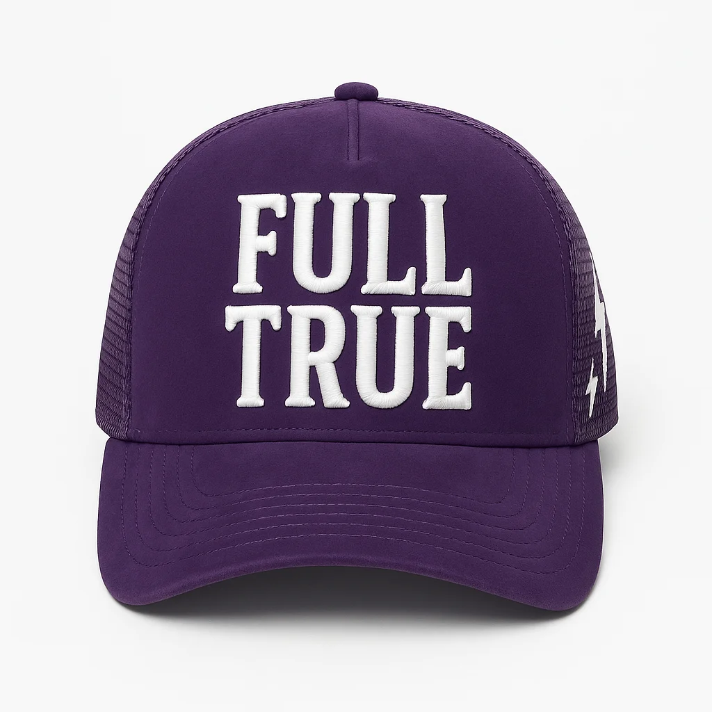 Purple Suede Mesh Full True 3D Embroidered Trucker Hat