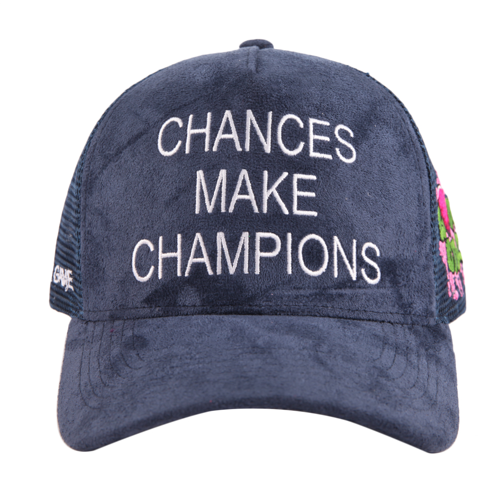 Suede Mesh Slogan Embroidered Trucker Hat Collection