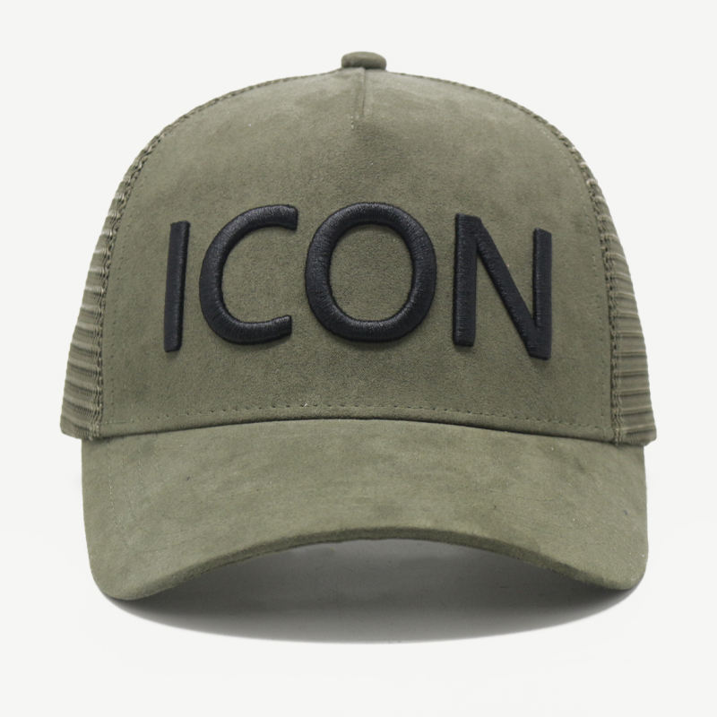 Vintage ICON 3D Embroidered Suede Mesh Trucker Cap