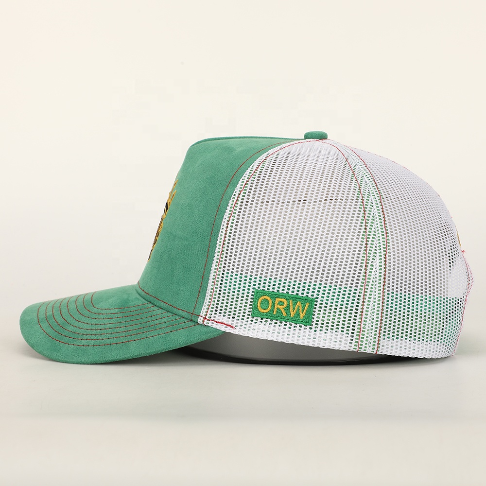 ORW Crown Logo Green Suede Mesh Trucker Hat