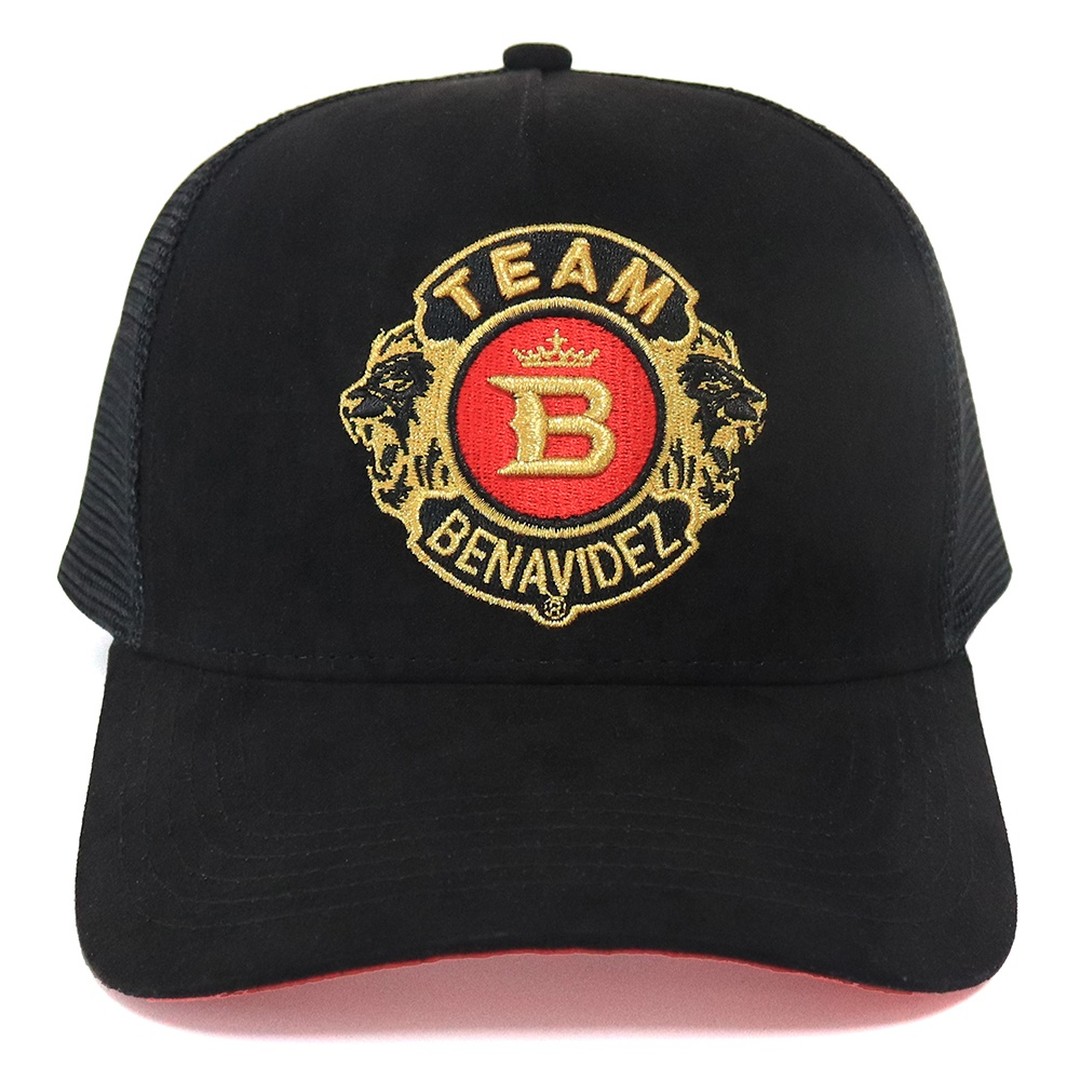 Black Suede Mesh Team Benavidez Embroidered Trucker Hat