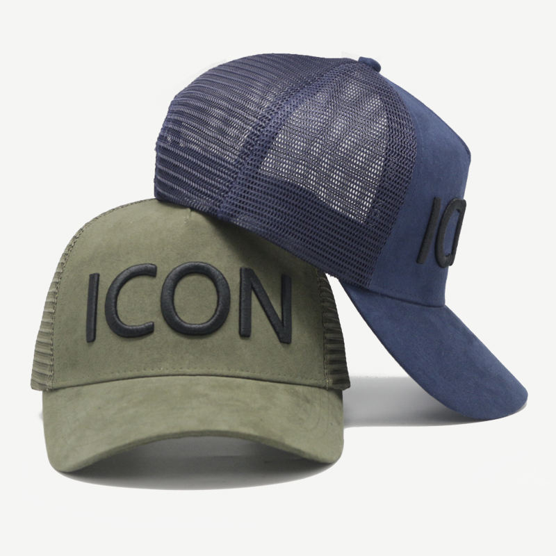 Vintage ICON 3D Embroidered Suede Mesh Trucker Cap
