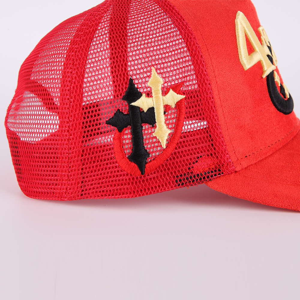 Premium Embroidered Logo Suede Mesh Trucker Cap Unisex Adjustable Streetwear Hat