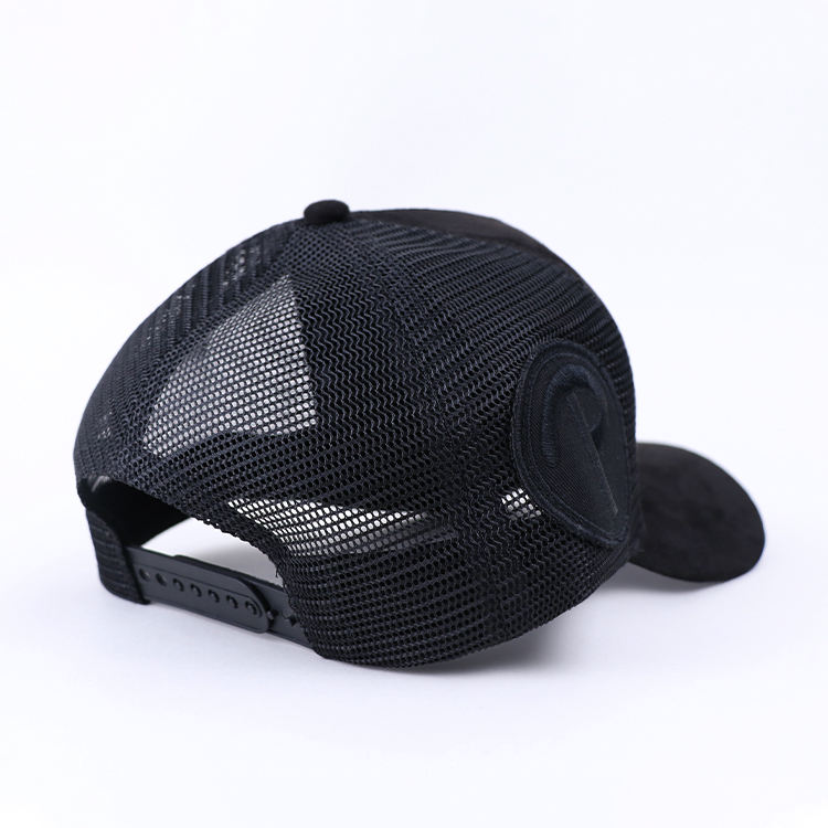 Black Tonal FP Embroidered Suede Mesh Trucker Hat
