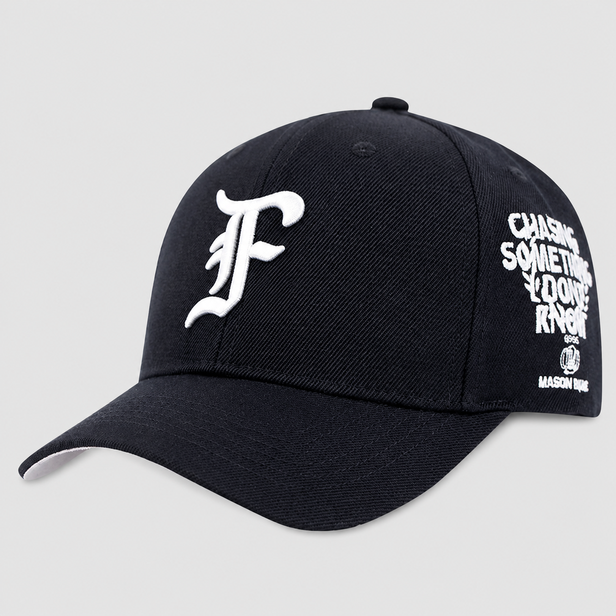 Black Gothic B Side Slogan Embroidered Structured Baseball Cap