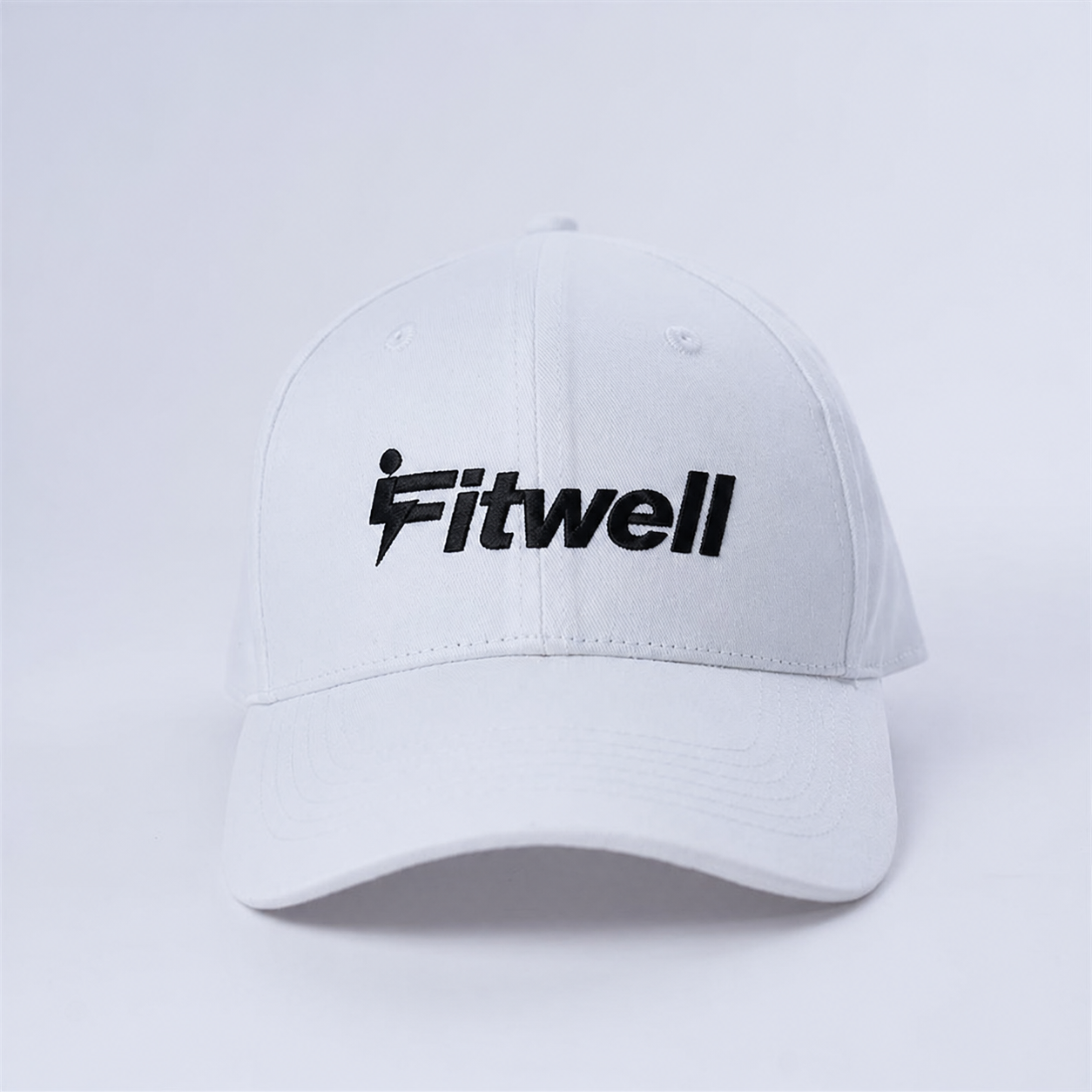 White IMPACT Structured Six-Panel Cotton Cap with Black Embroidery