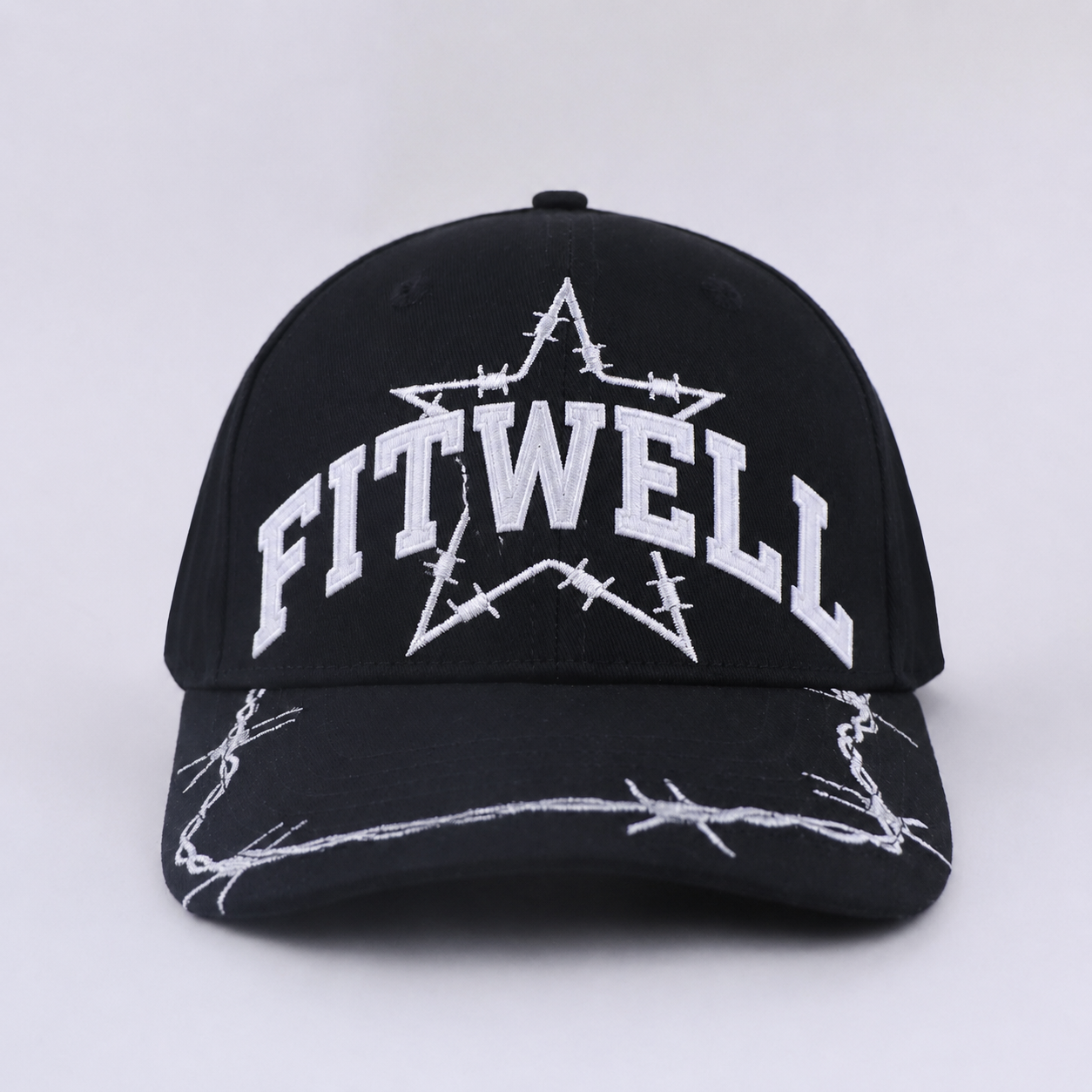 Black Pythia Barbed Star Gothic Embroidered 6-Panel Cap