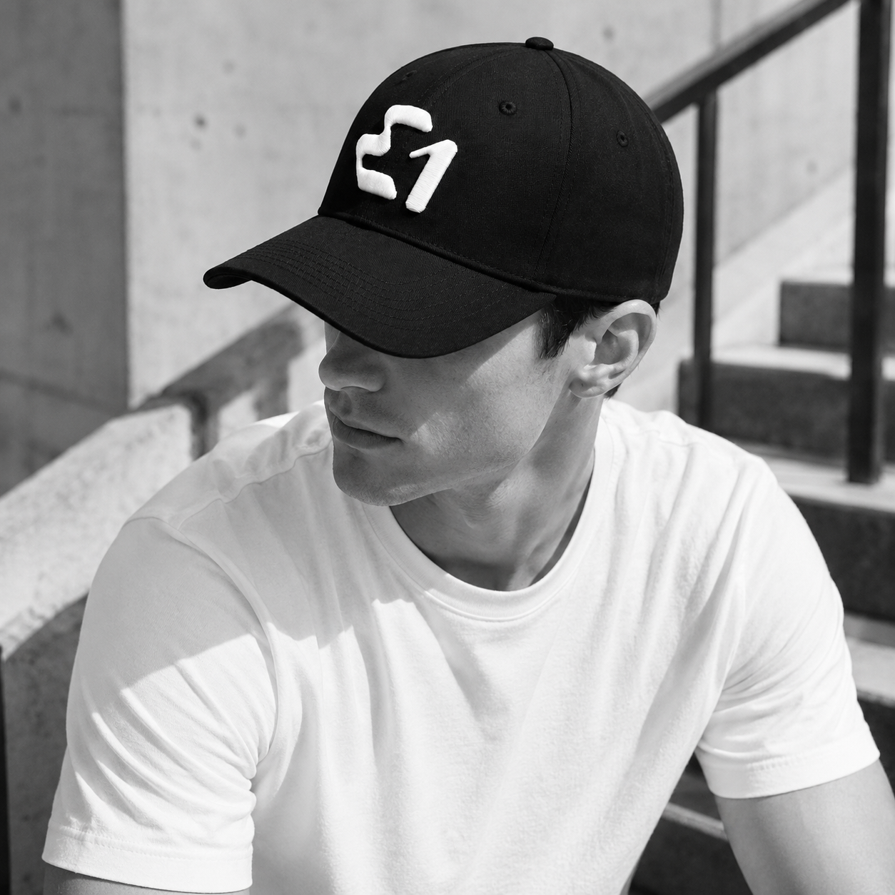 Monochrome Structured Six-Panel Caps with Raised Front Emblem