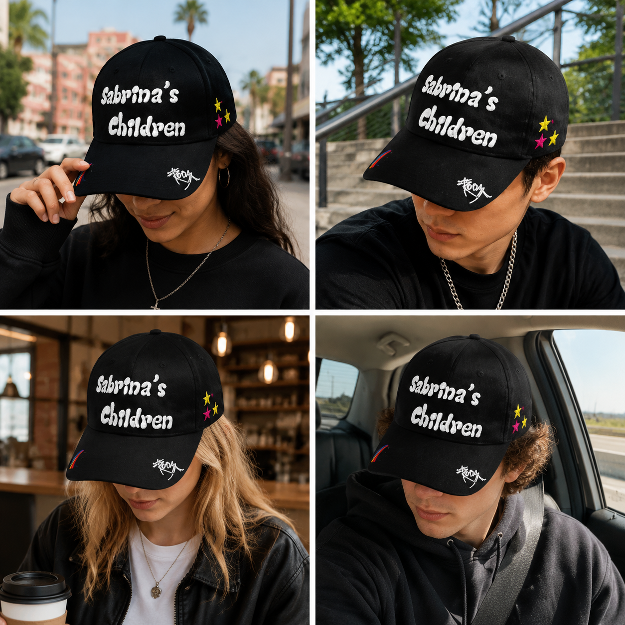 Black 3D Embroidered Letter Logo Six Panel Cotton Baseball Cap