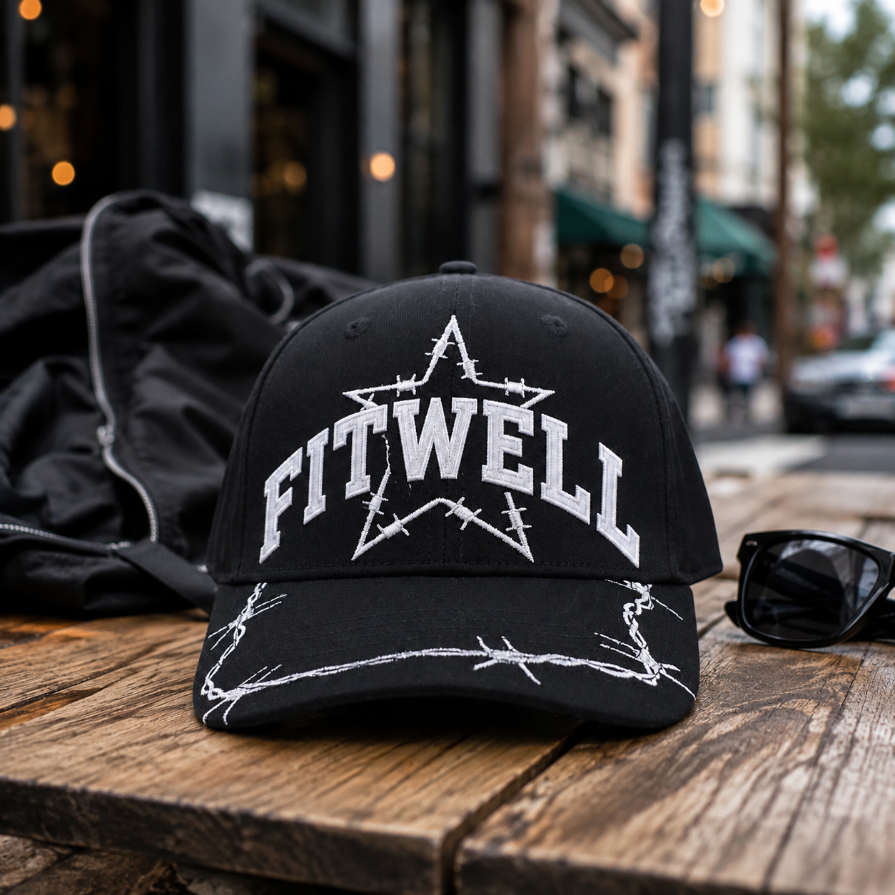 Black Pythia Barbed Star Gothic Embroidered 6-Panel Cap